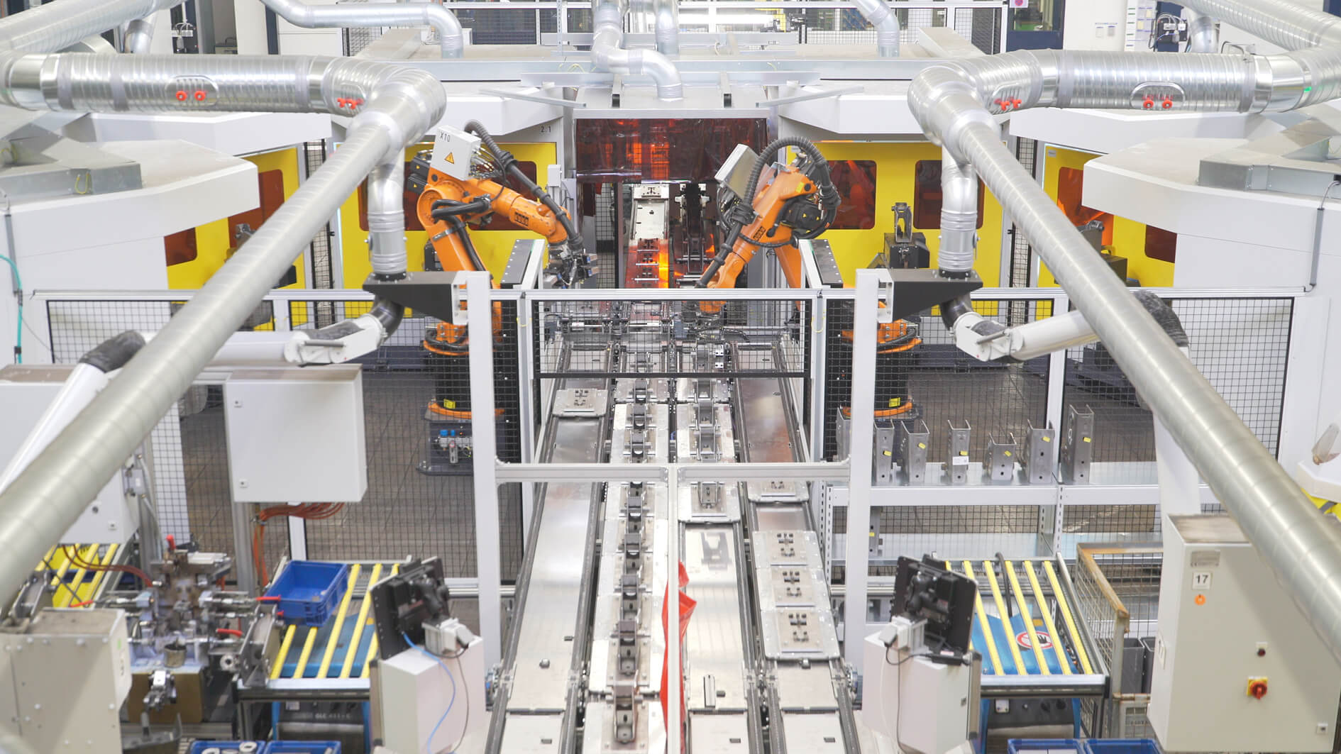 Complex robot system welds brackets at BPW